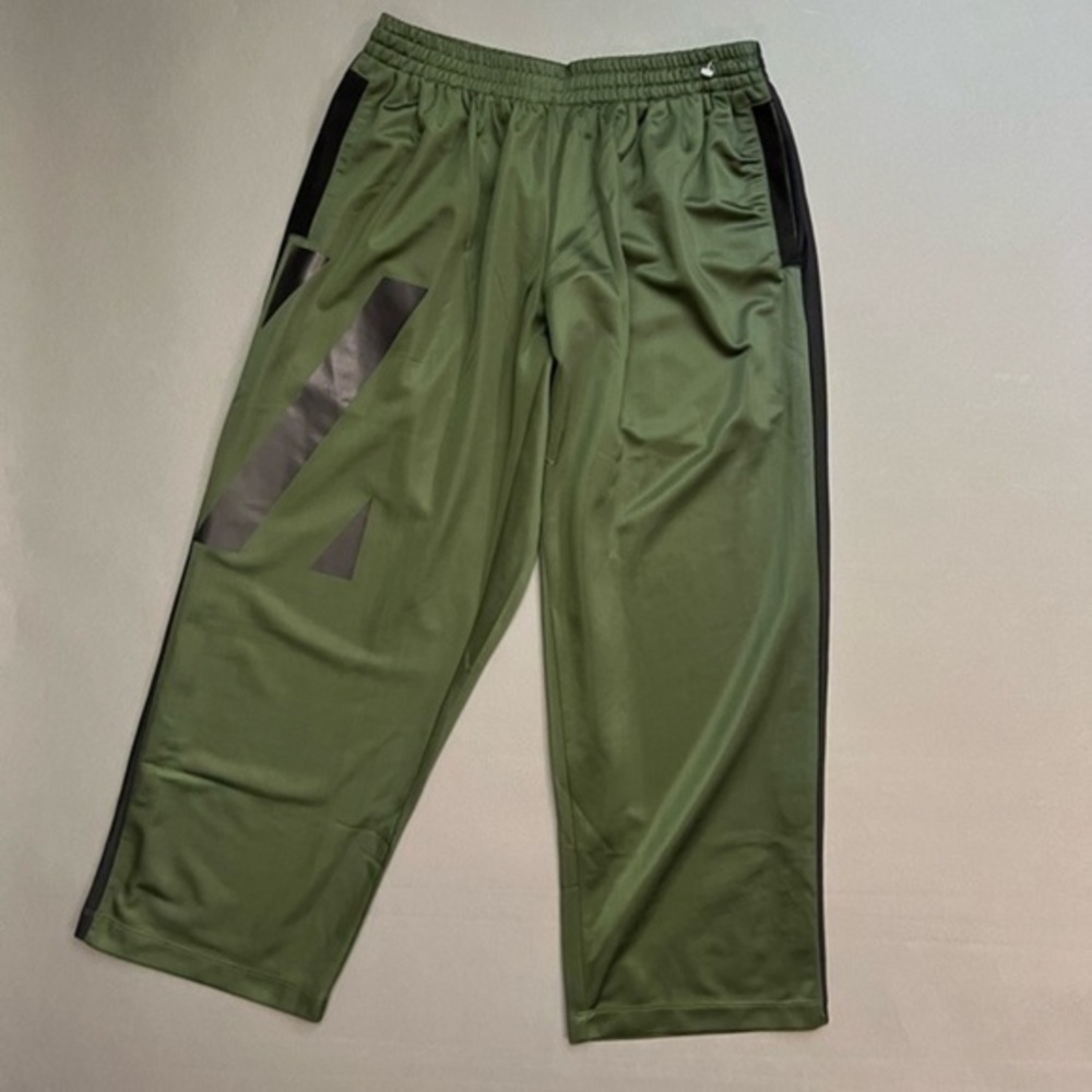 Black Pinstriped Green Wide Leg Sweatpants